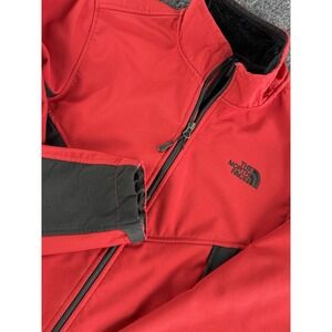 The North Face Red Black Softshell Fleece Jacket Mens M 21.5x26.5